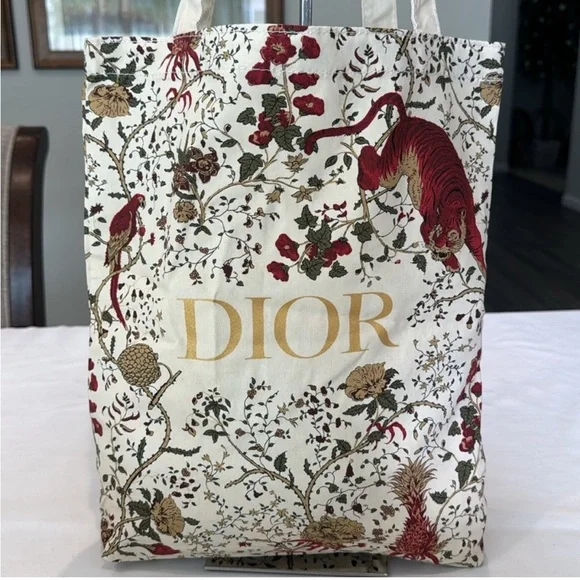 Dior Floral Tiger Canvas Tote Bag New In Box - Picture 5 of 8